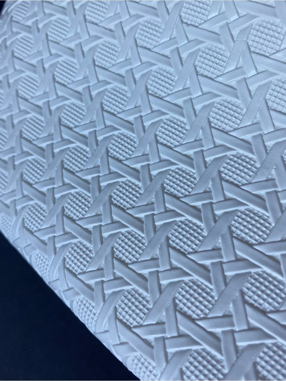 Tory Burch Woven Textured White Faux Leather Cosmetics/Toiletries Zip Pouch Bag